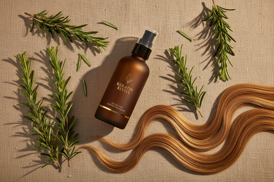 Branches de romarin, flacon de soin keratine et cheveux brillants - Shampoing Rosemary Oil African Health