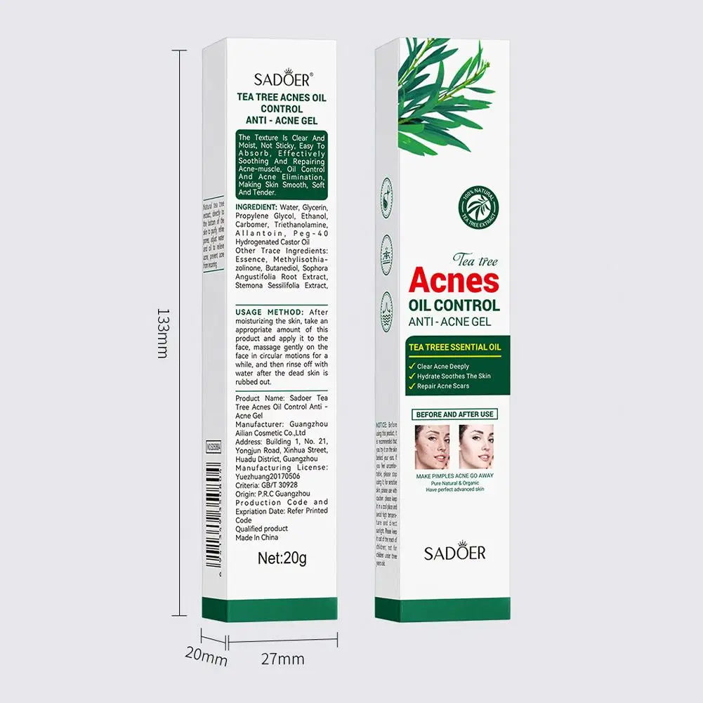 Crème Anti-Acné à l'Arbre à Thé SADOER – Contrôle du Sébum & Soin Purifiant