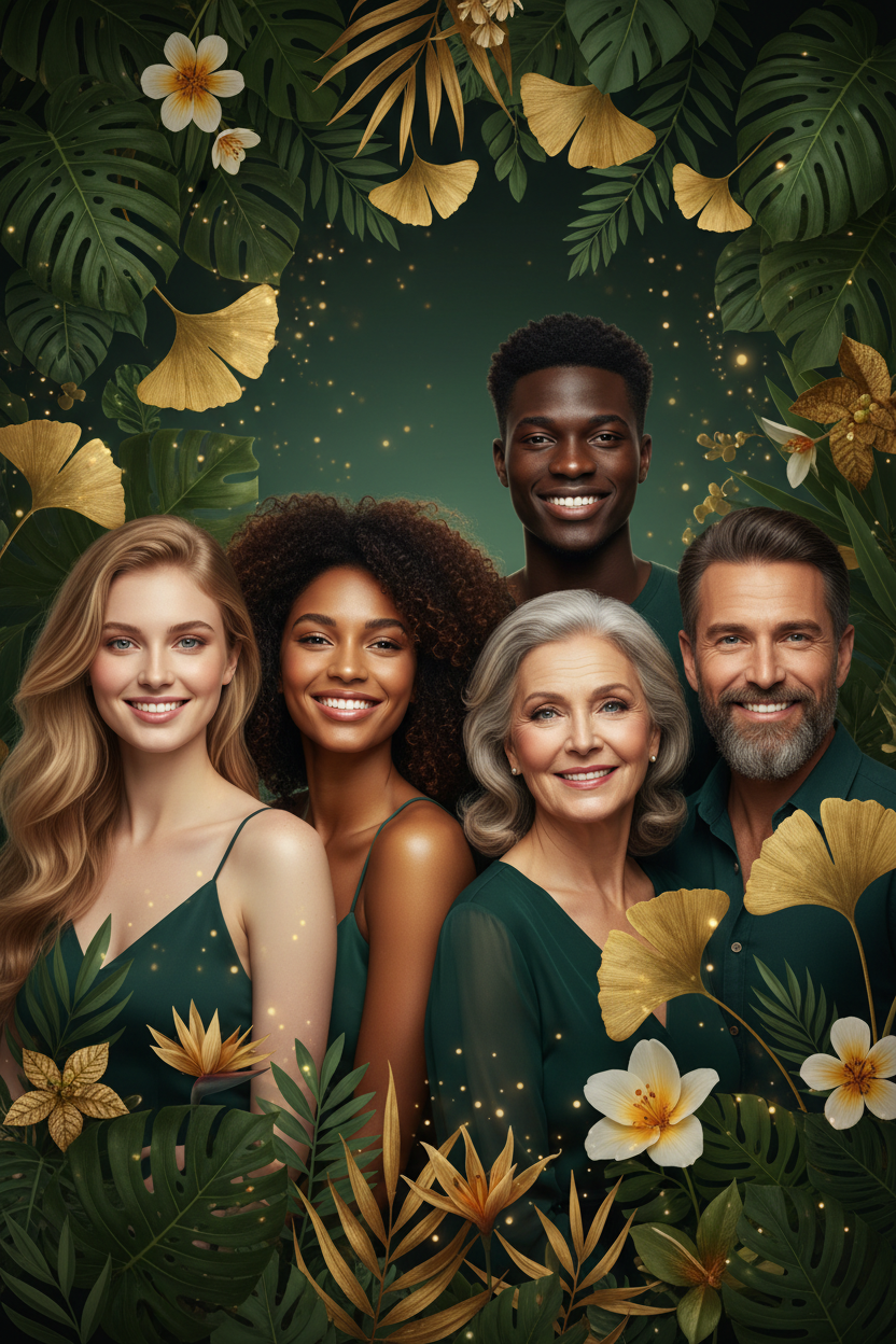 Hero Banner Inclusif – 3 femmes & 2 hommes rayonnants