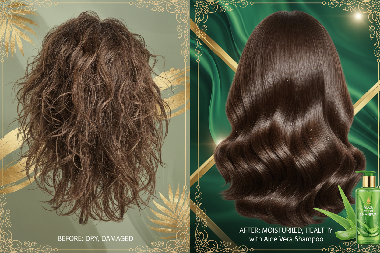 Avant après hydratation cheveux - Shampoing Aloé Vera Bio