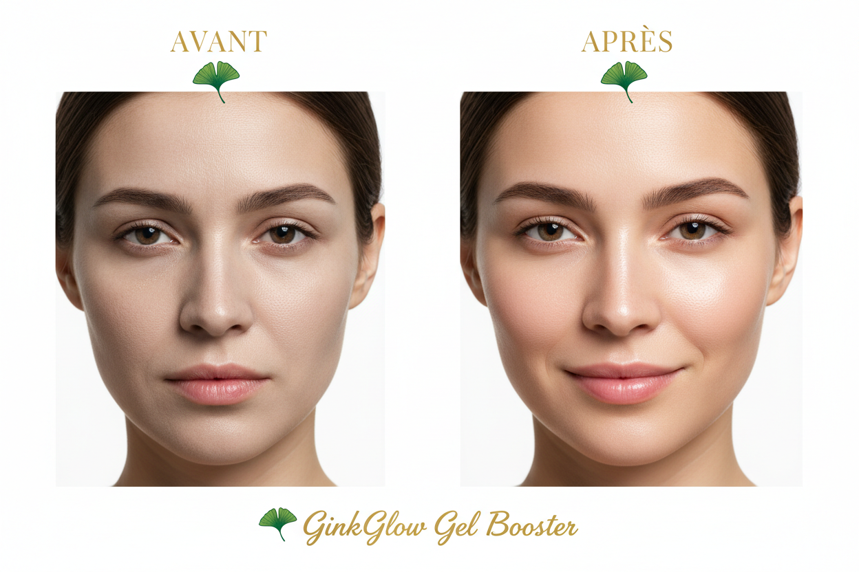 GinkGlow Gel Booster – Avant/Après Anti-Âge