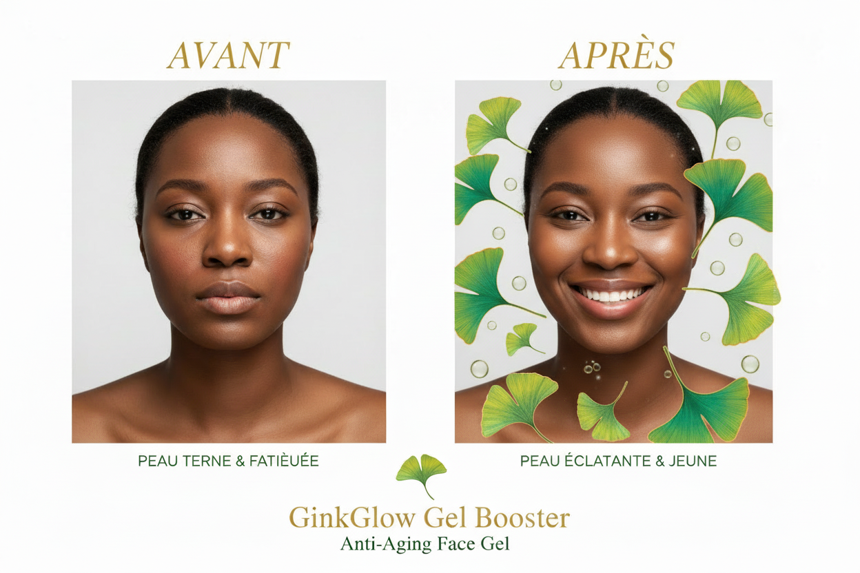GinkGlow Gel Booster – Avant/Après avec extraits de Ginkgo Biloba